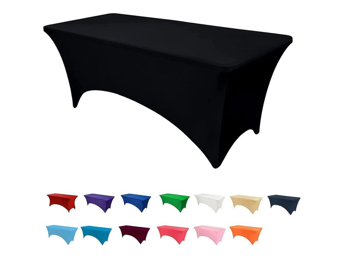 Rebe-funda De Mesa Elástica De Spandex Para Mesa Rectangular 6 Pies, Lavable, Resistente A Arrugas Y Manchas, Color Negro