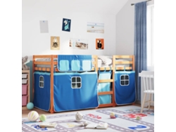 Litera con cortinas madera maciza de pino azul 80x200 cm