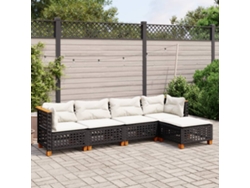 Conjunto de 5 Piezas de Sofás de Jardín con Cojines Mimbre Negro DKD Home Decor