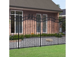 Valla de jardín con punta de lanza, 190 cm, acero con recubrimiento en polvo negro, DKD HOME DECOR