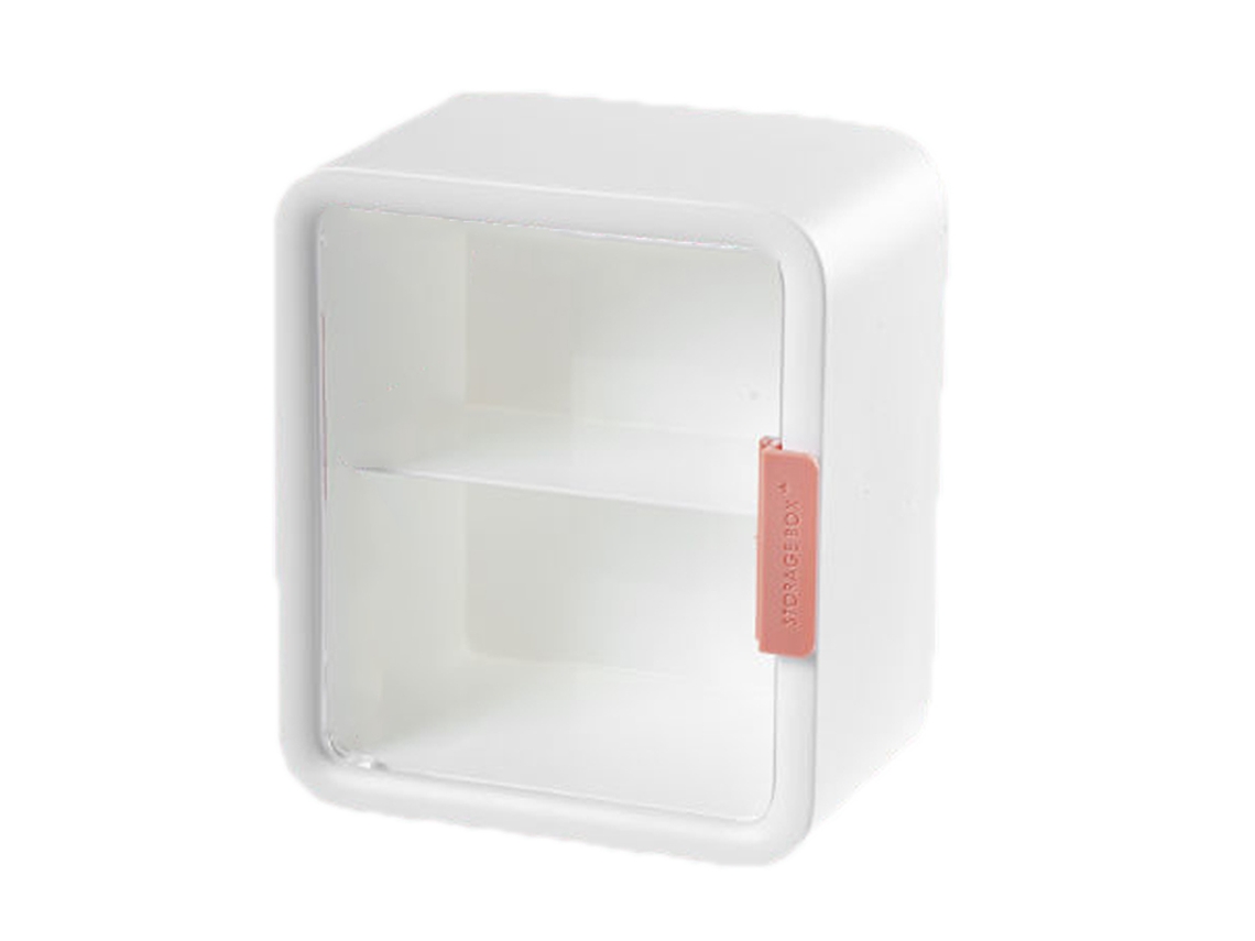 Casa De Muñecas De Dos Niveles Con Puerta Transparente, Vitrina De Almacenamiento, Color Blanco.