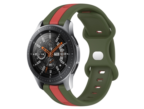Correa de reloj inteligente para Samsung Galaxy Watch 46 mm 22 mm Hebilla de mariposa de silicona bicolor (rojo + verde militar)