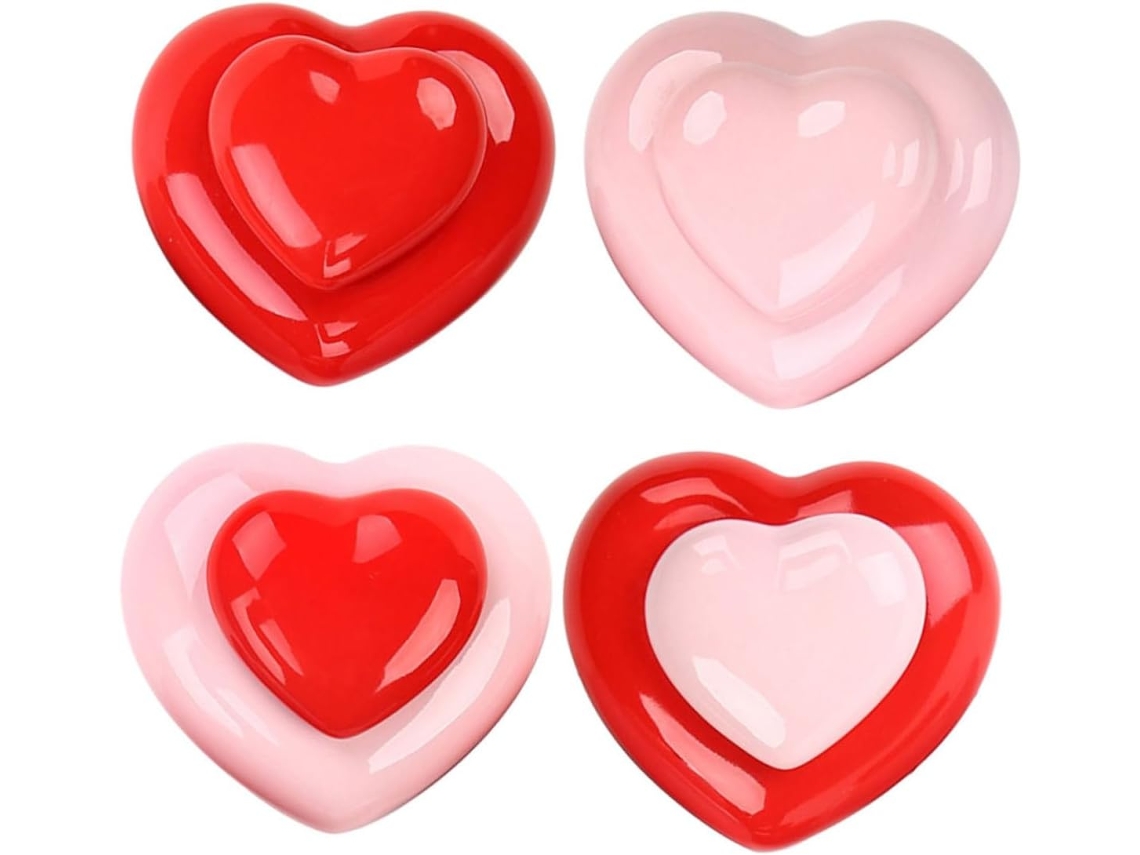 4pièces Pots Céramique Coeur Étanches Para Stockage De Poudres À Lèvres Récipients Décoratifs