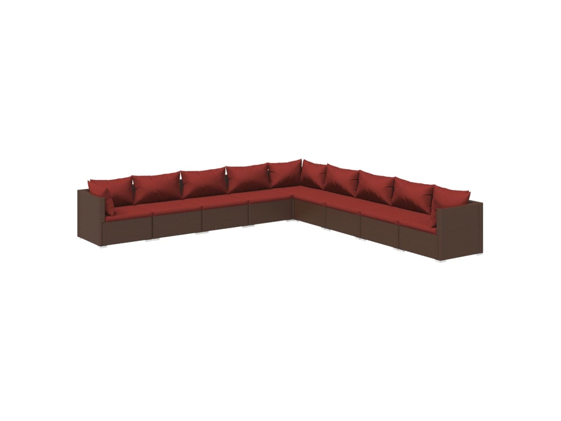 Maison Exclusive - Set Muebles De Jardín 9 Piezas Y Cojines Ratán Sintético Marrón