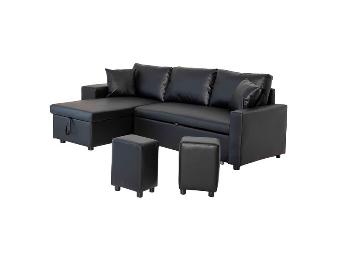 Sofá convertible TONY 3 plazas negro