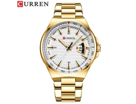 Relojes para Hombre, Relojes de Pulsera con Calendario Resistentes al Agua Reloj con Correa de Acero Inoxidable para Hombre-Concha Dorada Blanca LU...