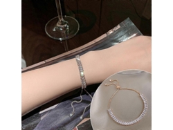 Pulsera deslizante de cristal, ligera y lujosa pulsera de circonitas para mujer. Nostalgia88