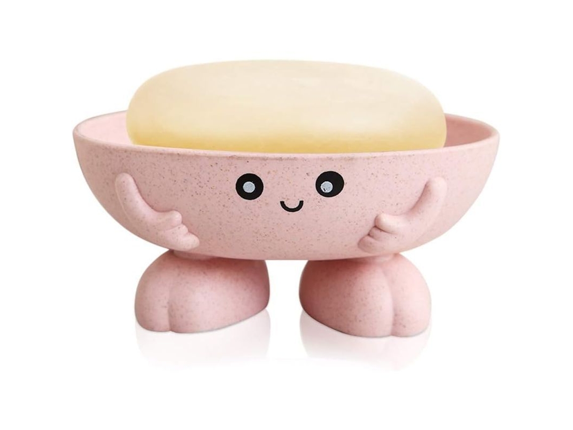 Jabonera infantil 2026, diseño creativo y bonito, antideslizante, para baño y cocina, color rosa.