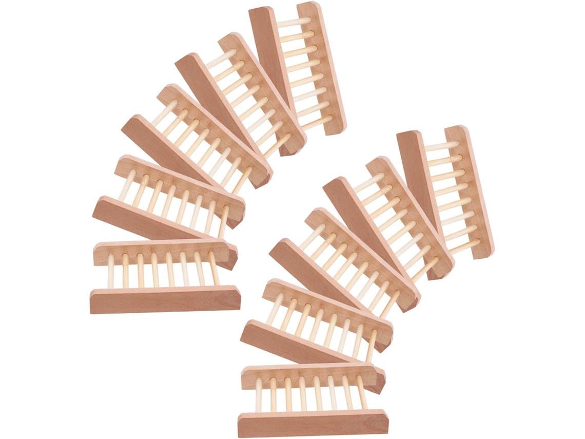 Juego De 10 Jaboneras De Madera Color Beige De Diseño.