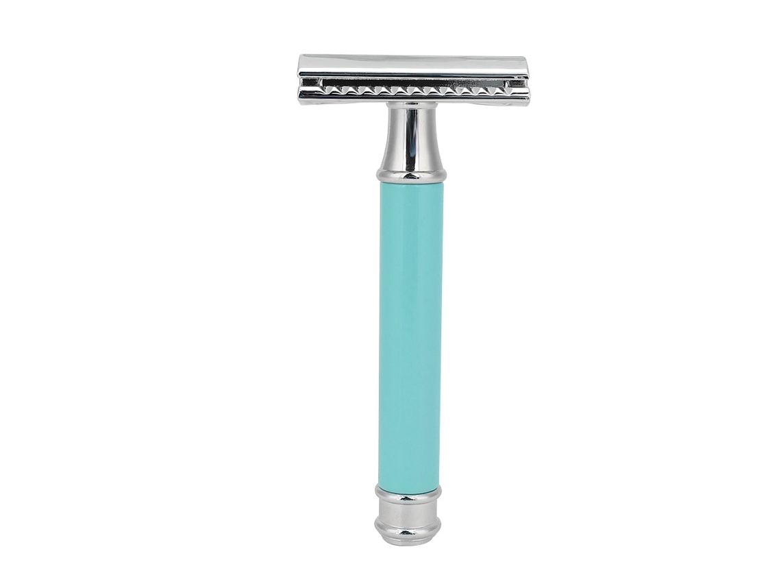 Herramienta De Afeitado Manual Segura Con Cuchilla De Doble Filo Para Barba, Rasuradora Para Hombres Azul