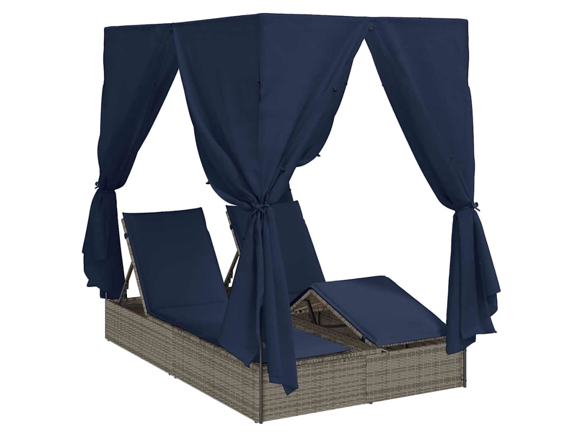 Juego de 2 tumbonas de mimbre negro de 205x129x200 cm HARLANV1