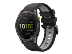 Bracelete Para Garmin Enduro 3 - Silicone Esportivo - Duas Cores (26mm) Preto + Cinza