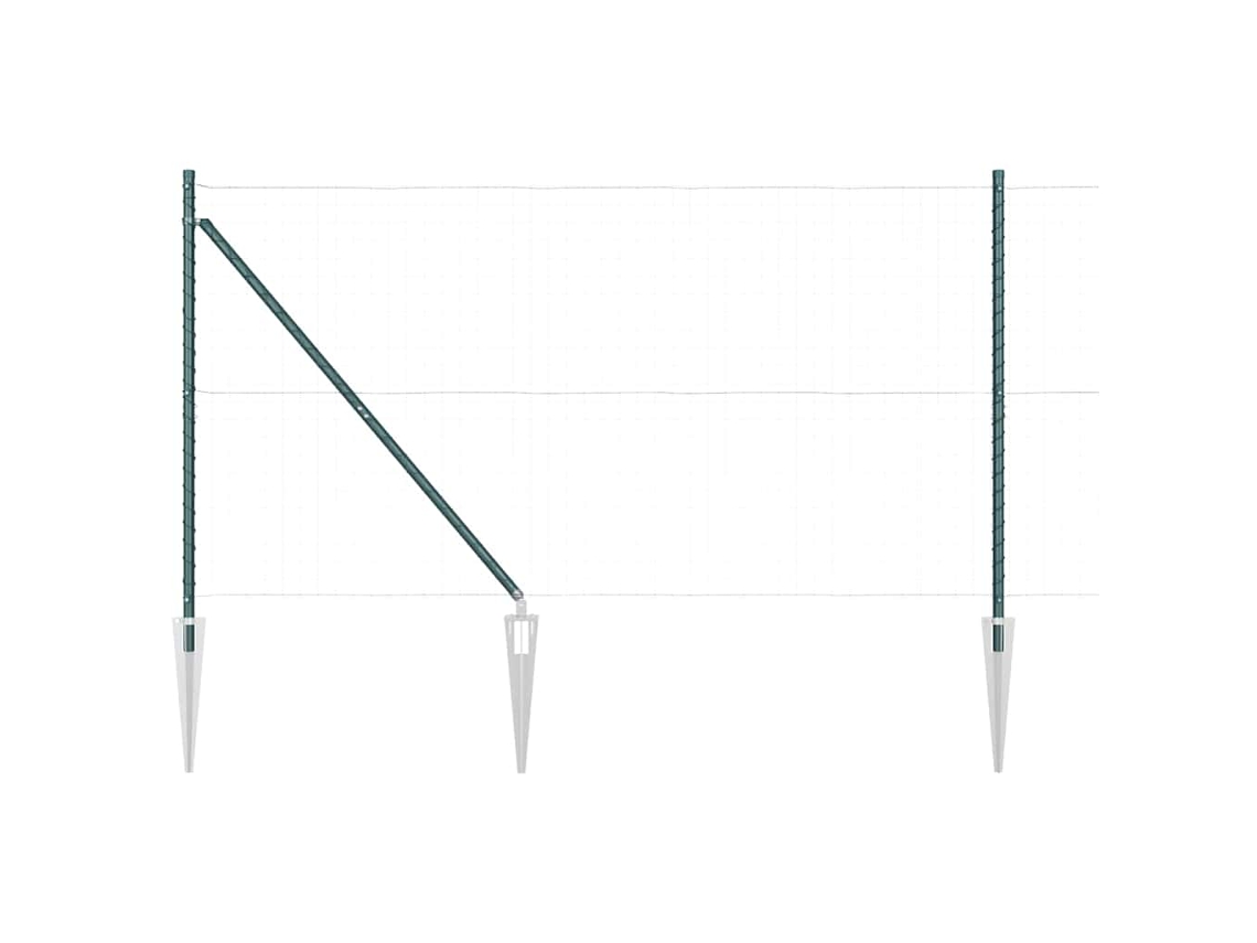 Juego de 7 postes de acero verde para cercas