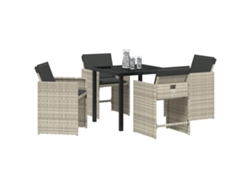 Juego de comedor de jardín de 5 piezas con cojines, mimbre de poliéster gris claro, Wsd171074 Lovely Home