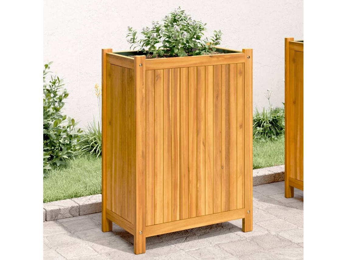 Jarrón/maceta de jardín con forro, 54 x 31 x 75 cm, acacia maciza, DKD Home Decor
