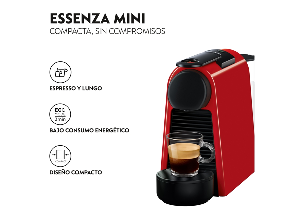 Cafetera de Cápsulas DELONGHI Nespresso Essenza Mini EN85R Rojo