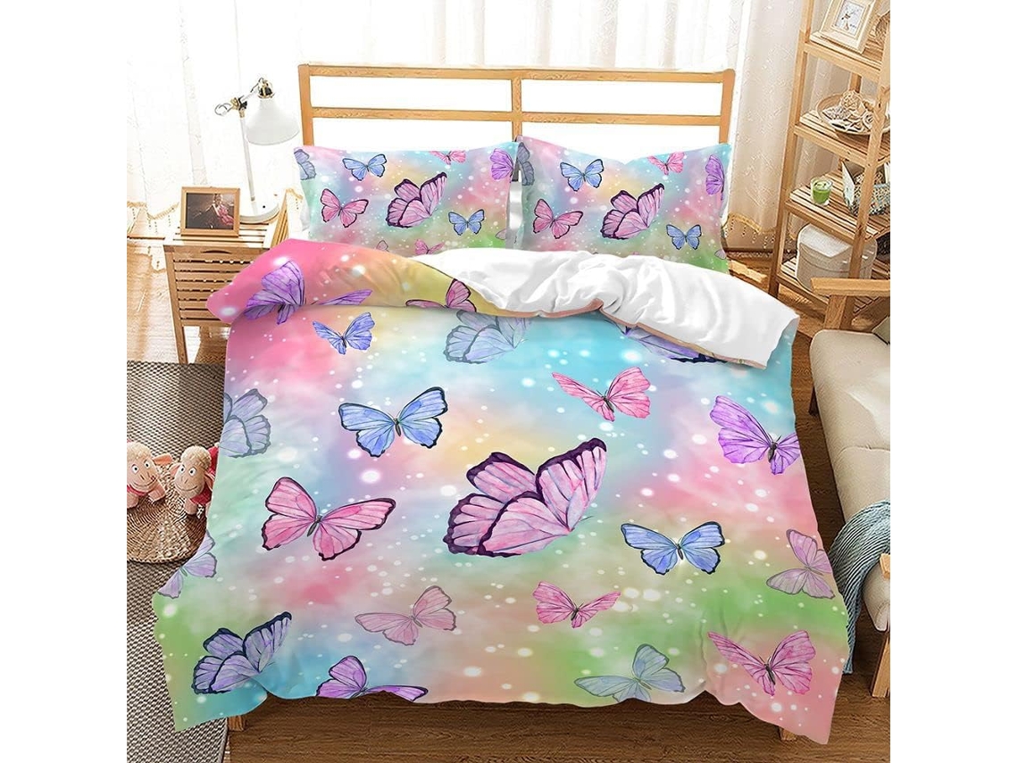Juego Ropa Cama Niñas Estampado Funda Nórdica Almohada Juego 200x200 Cm 140x200cm 200x200cm 220x240cm 50x75cm