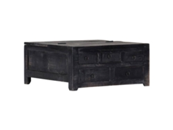 Mesa de Centro de Apoyo 65X65X30 Cm Madera de Manguera Maciza Negro