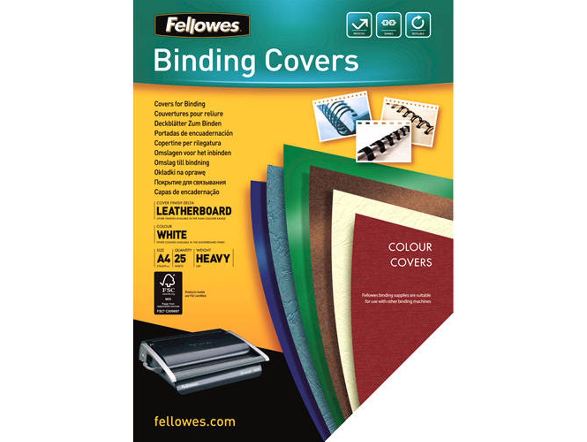 Cubiertas para Encuadernación FELLOWES A4 Blanco (25 un)