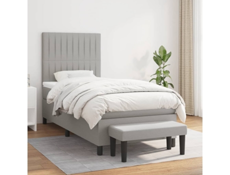 vidaXL Cama con somier y colchón 90x200 cm tela gris claro