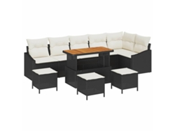 Maison Exclusive - Conjunto De Sofás De Jardín Con Cojín 10 Pcs Negro Poliratán