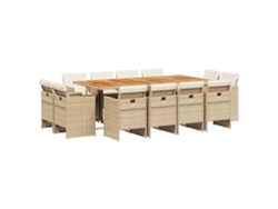Maison Exclusive - Set Comedor De Jardín Con Cojines 13 Pzas Ratán Sintético Beige