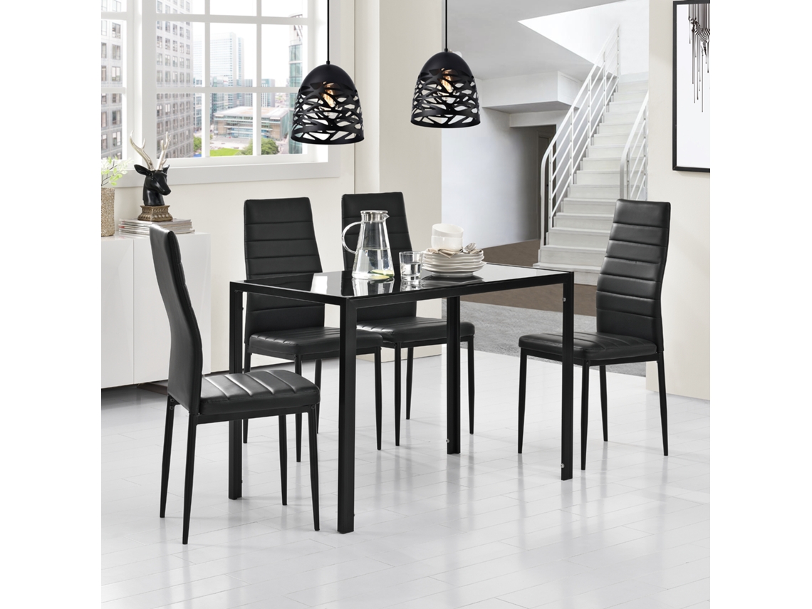 Juegos de Comedor [EN.CASA] Negro (metal , cuero sintético - 105 x 60 x 75 cm)