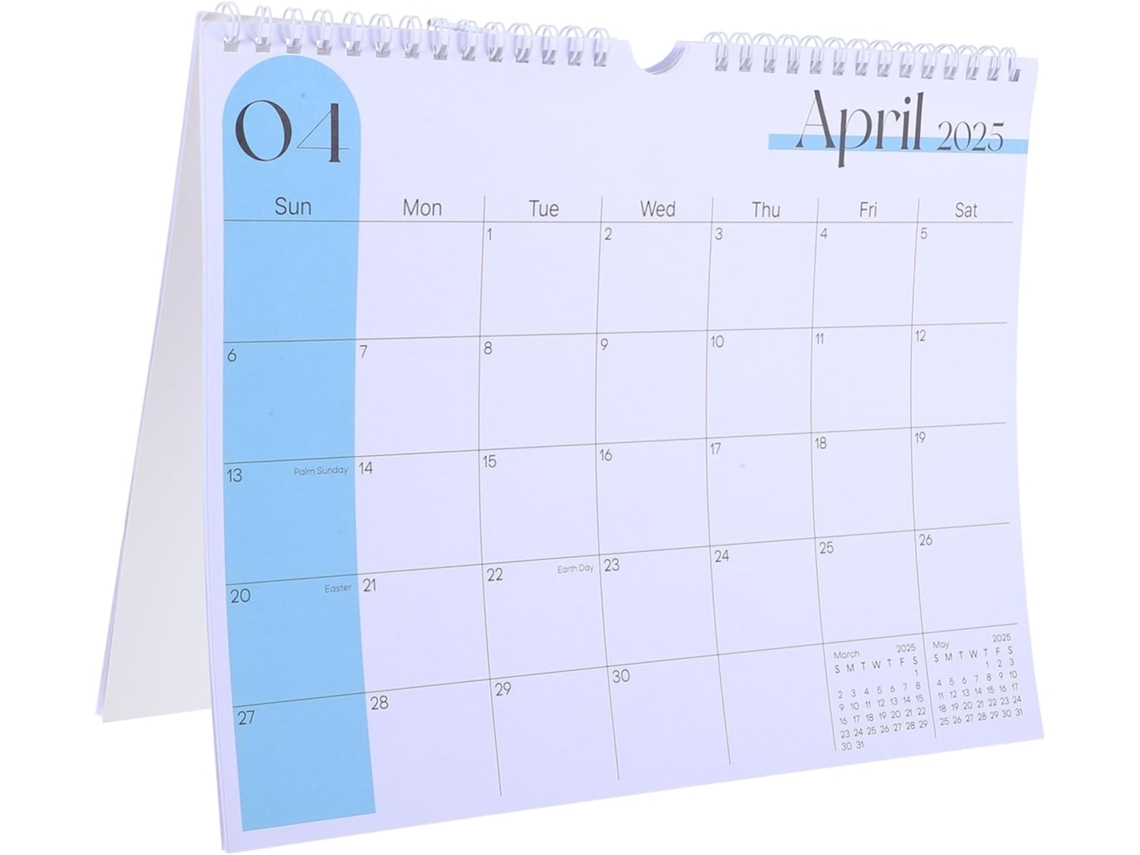 Calendario de pared con encuadernación en espiral.