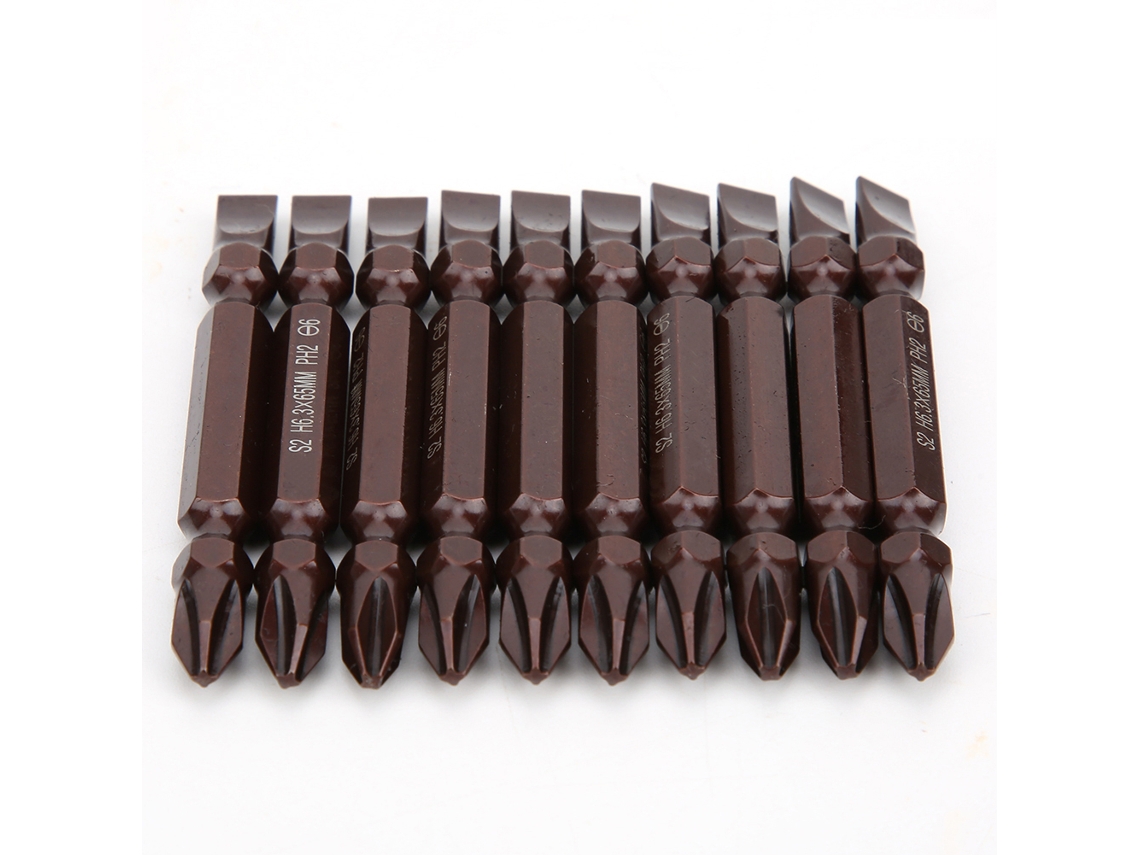 10 puntas magnéticas dobles para destornillador S2 H6.3x65mm Ph2/sl6 | Herramientas manuales | Sin marca