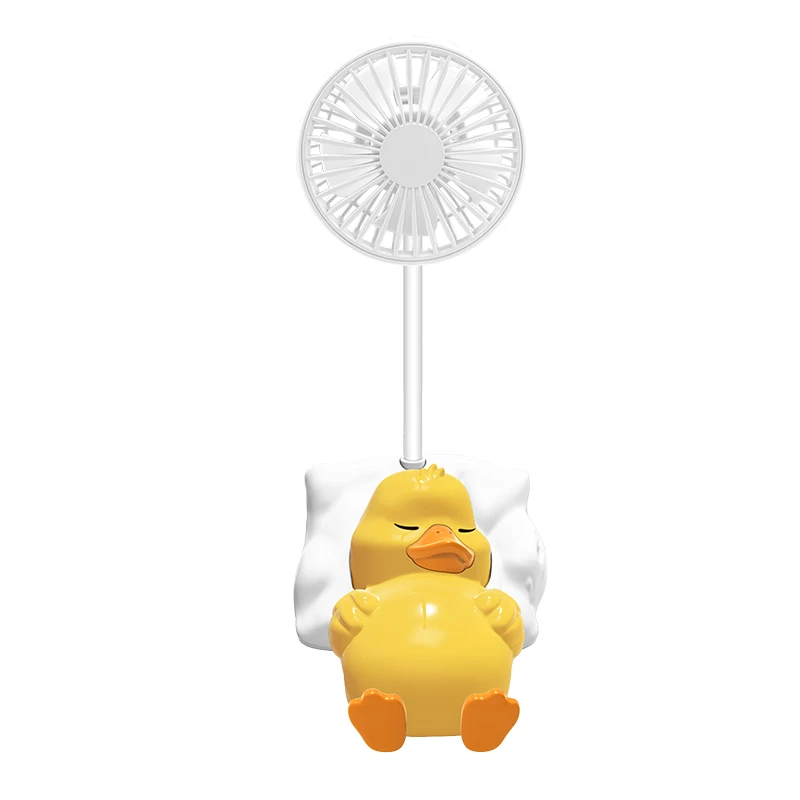 Ventilador De Escritorio Mini Con Diseño De Pato Durmiendo (amarillo), Recargable Por Usb, Tres Velocidades, Para Escritorio.