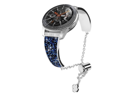 Correa de reloj inteligente para Garmin Venu/Venu 2 Plus/Venu Sq/Sq2 20 mm Mental con cadena de diamantes (azul)