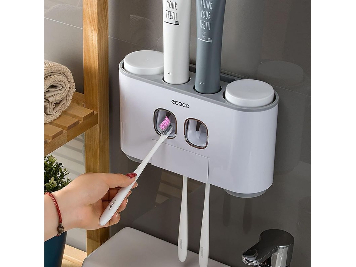 Soporte De Pared Para Cepillos De Dientes Con Dispensador Automático De Pasta Dental - Accesorios Para Organizar El Baño