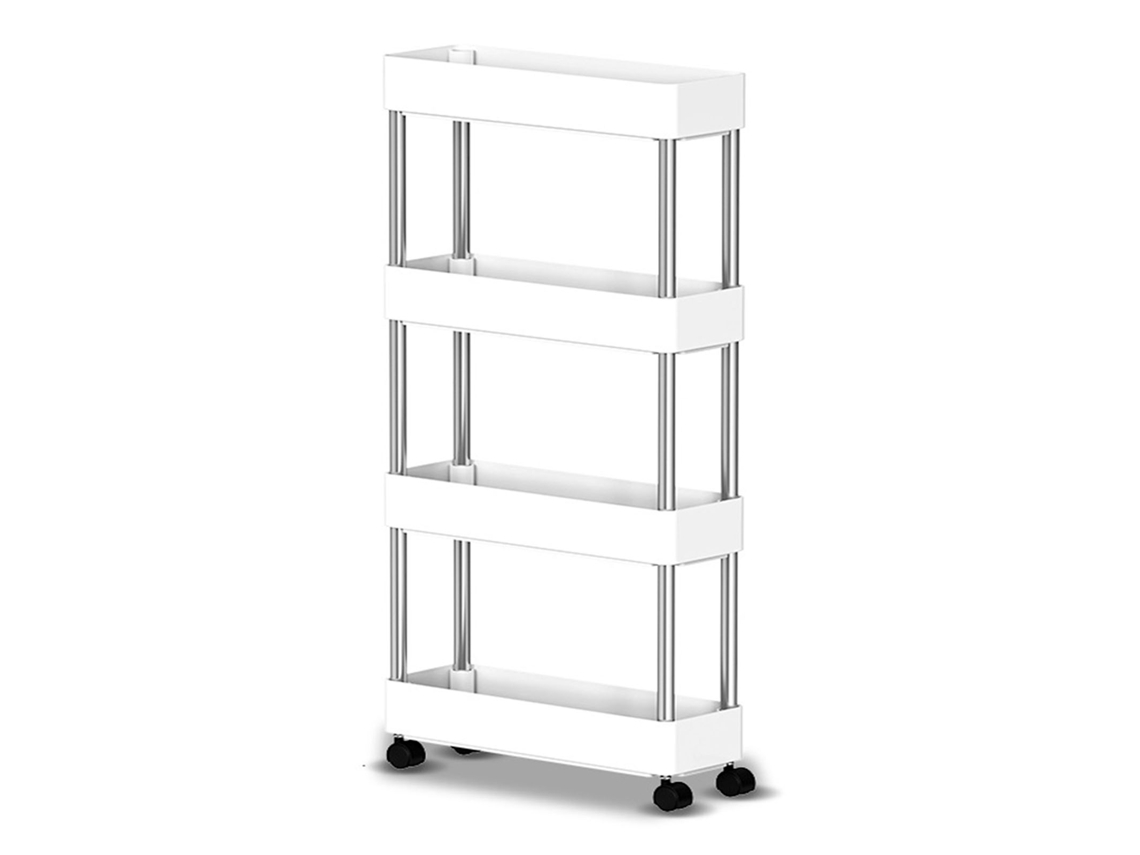 Carrito de almacenamiento delgado con 4 niveles y estantes móviles, carrito rodante estrecho para cocina, baño y sala de estar.