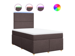 Maison Exclusive - Cama Box Spring Con Colchón Tela Marrón Oscuro 120x190 Cm