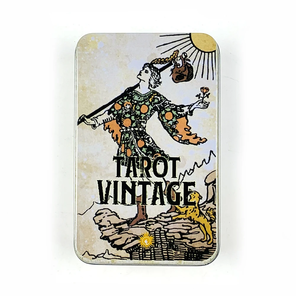 Baralho De Tarô Vintage Banhado A Ouro, Em Caixa De Metal, Com Guia Em Papel Incluso.