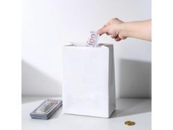 Hucha Grande Para Adultos Y Niños, Caja Fuerte De Porcelana Que Se Abre Rompiéndola, Blanca.