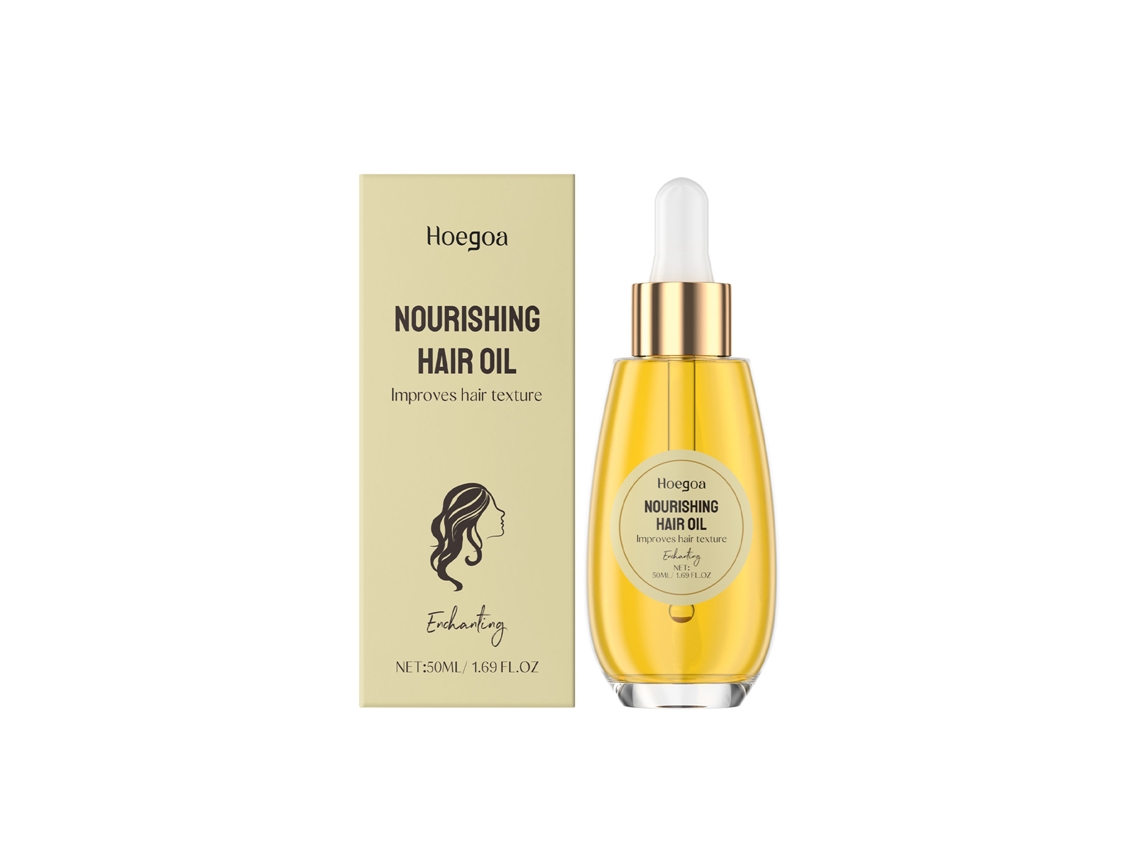 El aceite nutritivo para el cabello Hoegoa hidrata el cabello, le da brillo natural, volumen suave y esencia.