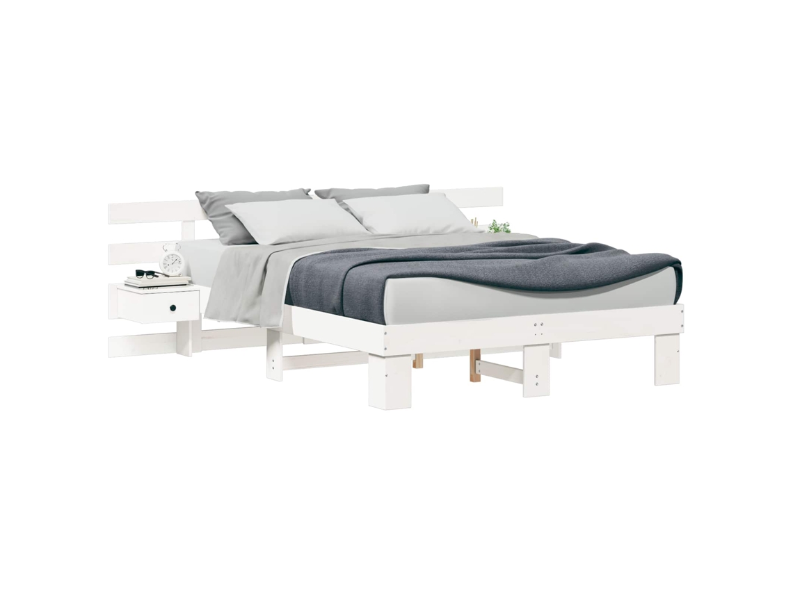 Cama De Matrimonio | Cama Para Adultos | Estructura De Cama 160 X 200 Cm Madera De Pino Macizo