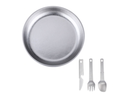 Juego De Platos De Camping Ligeros De Titanio Para Barbacoa Y Ensaladas Con Utensilios Integrados.