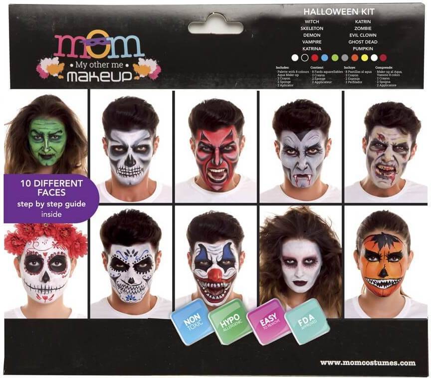 Set Maquillaje Adulto deluxe halloween pinturas faciales disfrazzes lujo