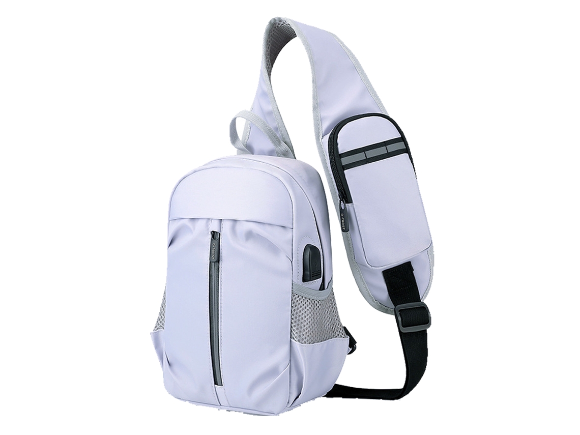 Bolso Bandolera Pequeño Para Hombre, Mochila Cruzada, Mochila De Viaje, Mochila De Pecho, Bolso De Hombro Ligero Para Exteriores, Gris Plateado ZMDECQNA