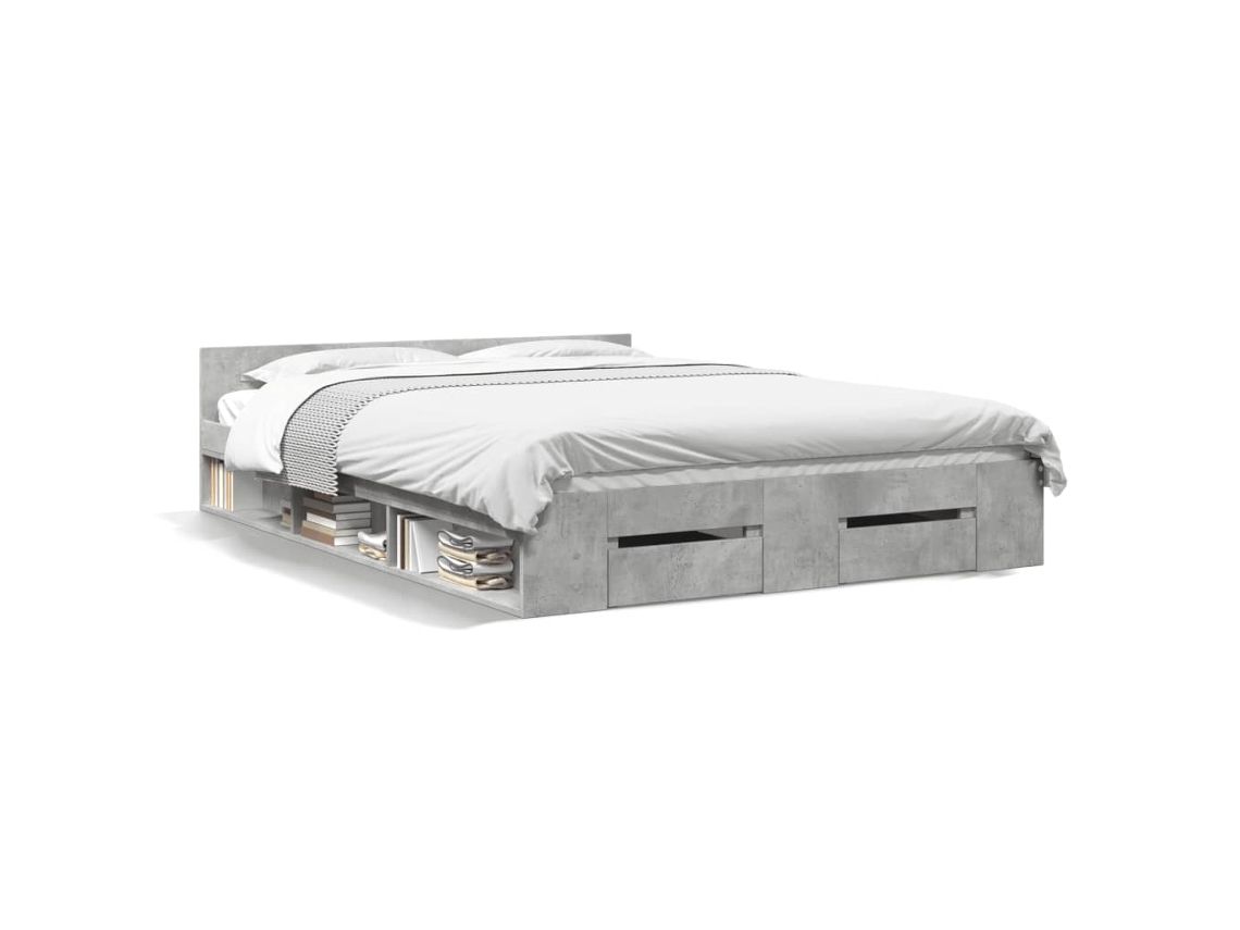 Maison Exclusive - Cama Con Cajones Madera De Ingeniería Gris Hormigón 120x190 Cm