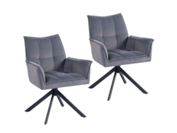 Juego de 2 sillas de comedor giratorias, tapizadas en terciopelo, 63x64x85 cm, gris, PMM CAPITALI