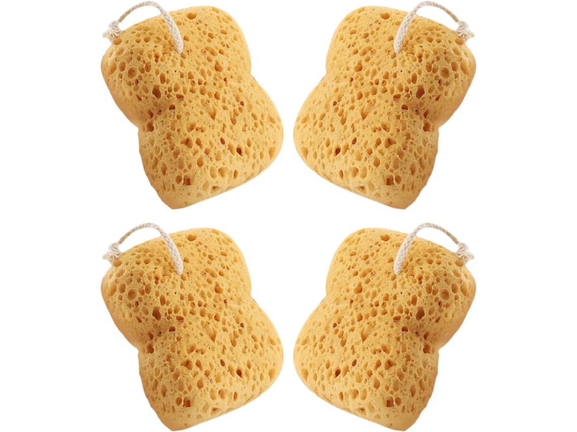 Lot De 4 Éponges Baño Exfoliantes En Nid D'abeille Naturelles, Texture Alvéolée Douce Pour Gommage