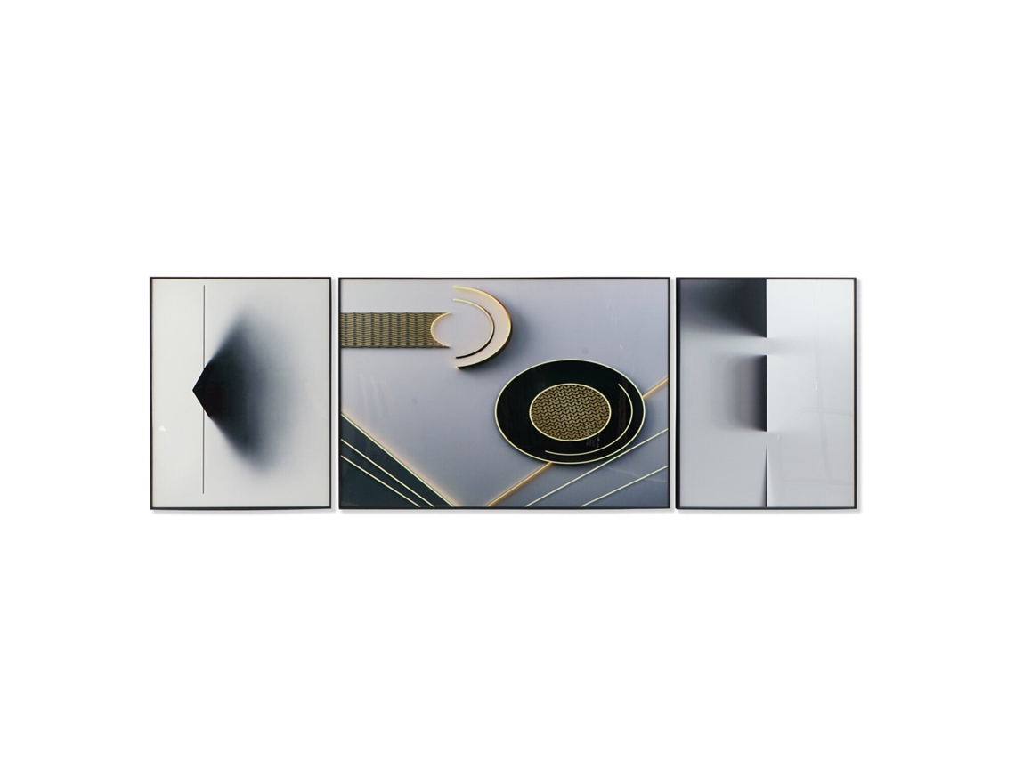 Set 3 Cuadro Aluminio Mdf Abstracto 240x3x80cm