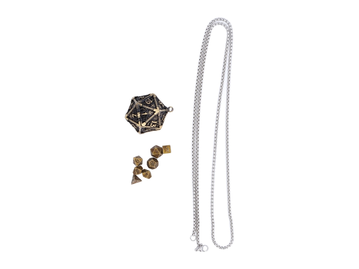 Dan26-collar Con Conjunto De Dados Miniatura Antiguo Pequeño Metal Hueco Poliedrico Portátil Con Caja De Almacenamiento Estilo 2