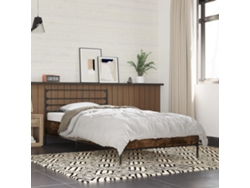 Estructura Cama Madera Ingeniería Metal Roble Humo 100x200 Cm
