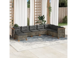 Conjunto de sofá de jardín de 8 piezas con cojines, ratán gris, DKD Home Decor