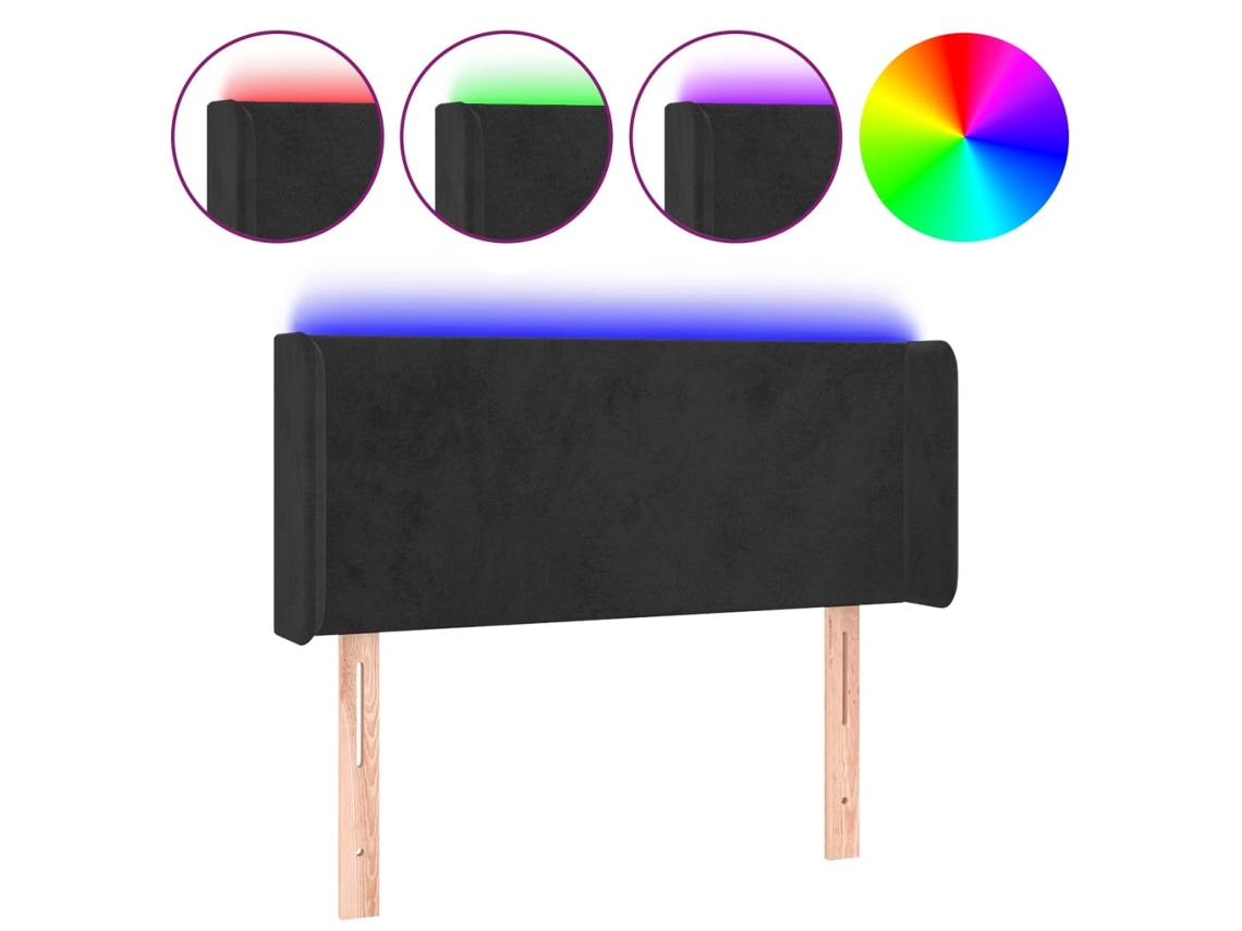 Maison Exclusive - Cabecero Con Led De Terciopelo Negro 83x16x78/88 Cm