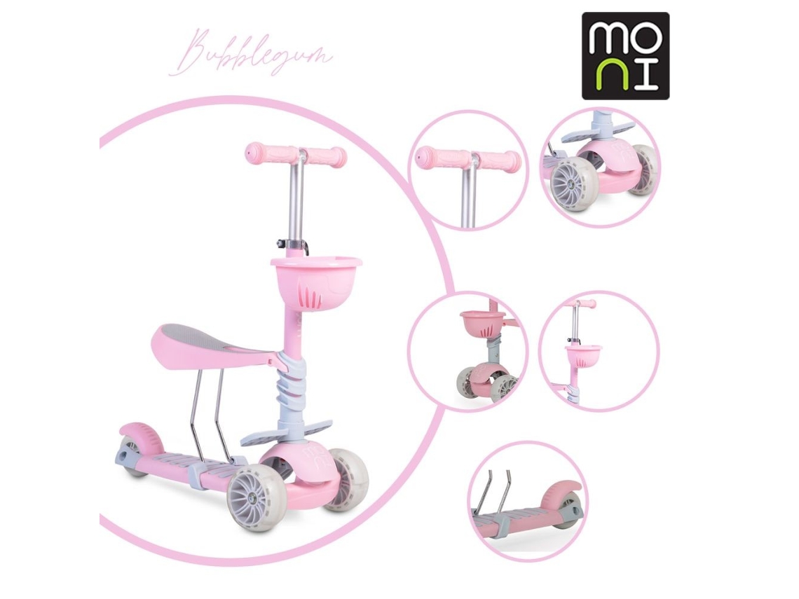 Patinete Infantil BUBBLEGUM con Asiento Regulable pink MONI